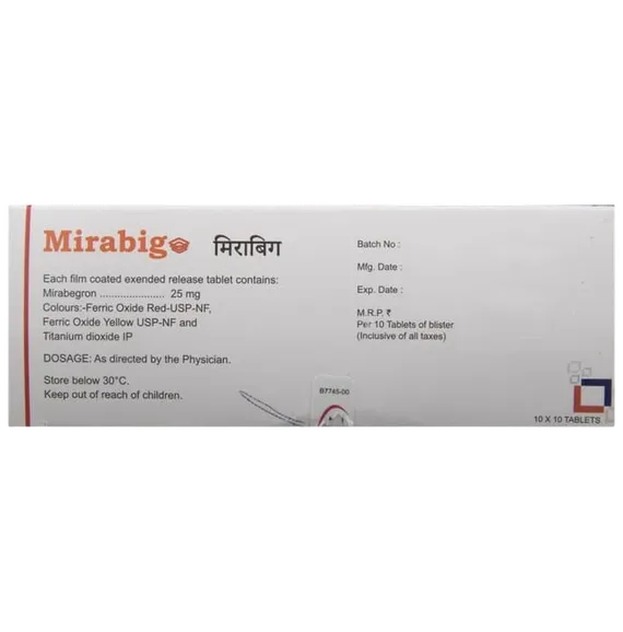 mirabig er 25mg tablet 10's